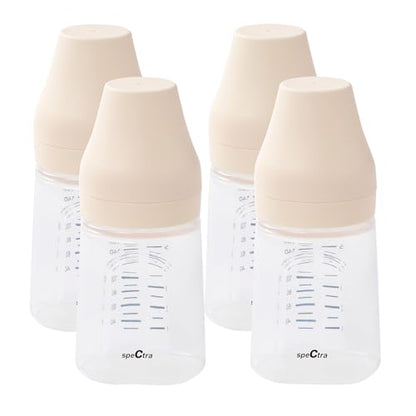 Spectra - Wide Neck Baby Bottles - Compatible with Spectra Breast Milk Pump Flanges (Pack of 4)