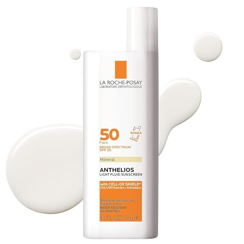 La Roche-Posay Anthelios Sunscreen SPF 50, Ultra-Light Fluid Broad Spectrum SPF 50, Face Sunscreen with Titanium Dioxide Mineral, Lightweight & Fast-Absorbing, Oil-Free, Matte Finish