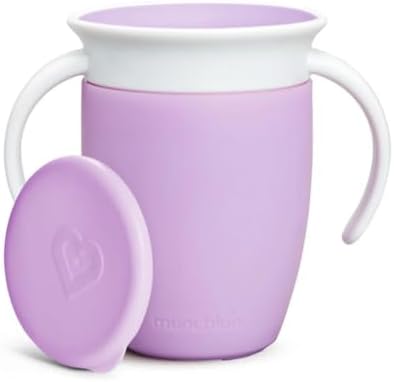 Munchkin Miracle 360 Cups for Toddlers sippy cups, toddler cups spill proof with Dentist Recommended Spoutless Design, BPA-Free Kids Cups, Easy to Clean, 7 oz, (Lilac)