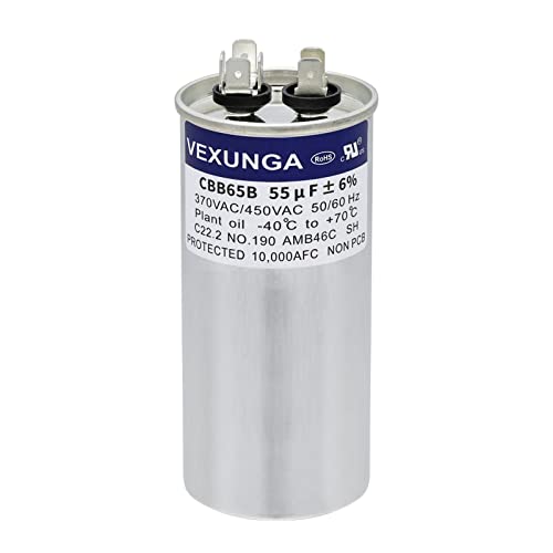 55uF 55 MFD 370VAC 440VAC 450VAC 50/60Hz CBB65 CBB65B Run Start Capacitor for AC Unit Fan Motor Start or Pool Pump or Air Condenser Straight Cool