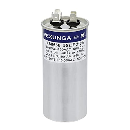 55uF 55 MFD 370VAC 440VAC 450VAC 50/60Hz CBB65 CBB65B Run Start Capacitor for AC Unit Fan Motor Start or Pool Pump or Air Condenser Straight Cool