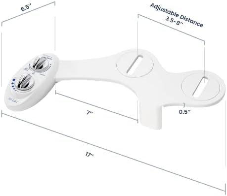 LUXE Bidet NEO 185 - Self-Cleaning, Dual Nozzle, Non-Electric Bidet Attachment for Toilet Seat, Adjustable Water Pressure, Rear and Feminine Wash (White)
