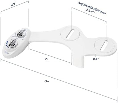 LUXE Bidet NEO 185 - Self-Cleaning, Dual Nozzle, Non-Electric Bidet Attachment for Toilet Seat, Adjustable Water Pressure, Rear and Feminine Wash (White)