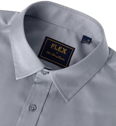 J.VER Men's Dress Shirts Solid Long Sleeve Stretch Wrinkle-Free Formal Shirt Business Casual Button Down Shirts