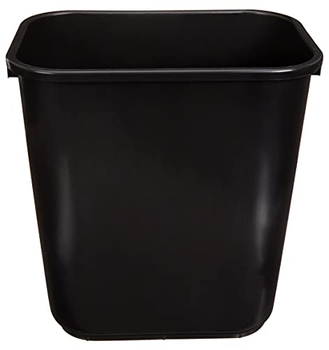 Amazon Basics Trash Can, Rectangular Commercial Office Wastebasket, 7 Gallon (Pack of 2), Black (Previously AmazonCommercial Brand)
