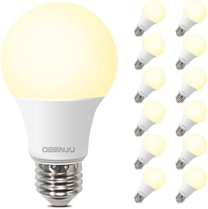 A19 LED Light Bulbs, 60 Watt Equivalent LED Bulbs, Soft White 2700K, 800 Lumens, E26 Standard Base, Non-Dimmable, 8W Warm White LED Bulbs for Bedroom Living Room, 12 Pack