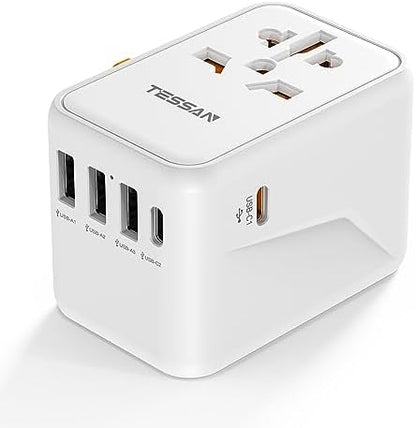 TESSAN Universal Travel Adapter, 45W International Plug Adaptor with 2 USB C 3 USB A Ports, Travel Worldwide Power Outlet for US to European EU UK AUS Ireland(Type C/G/A/I)