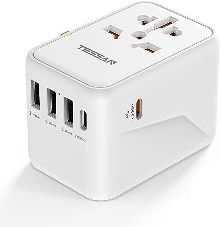 TESSAN Universal Travel Adapter, 45W International Plug Adaptor with 2 USB C 3 USB A Ports, Travel Worldwide Power Outlet for US to European EU UK AUS Ireland(Type C/G/A/I)