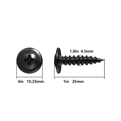 (200 pcs) Wensilon #10×1" Black Phillips Truss Head Wood Screws Quick Metal Self Tapping