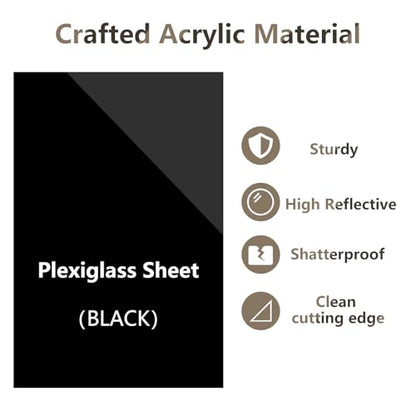 Egofine 11" x 14" Black Plexiglass Sheets 20 Pack 0.04 Inch Cast Acrylic Sheet Thick for DIY Craft Projects, Painting, Photography, Sign, Display Stand, Home Decor, Easy to Cut