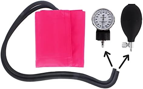 Dixie Ems Deluxe Aneroid Sphygmomanometer Blood Pressure Set W/ Adult Cuff, Carrying Case and Calibration Tool - Pink