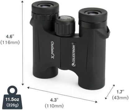 Celestron - Outland X 8x25 Binoculars – Ideal for Birding and Outdoors – 25mm Objective Lenses – Wide 8.2° Field of View – BaK-4 Prisms – Multi-Coated – Waterproof and Fogproof