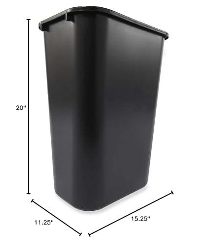 Rubbermaid Commercial Products Deskside Wastebasket/Trash Can, 10.25-Gallon/41-Quart, Black, Plastic, Garbage Can for Home/Office, Fits Under Desk/Sink/Cabinet, Pack of 12