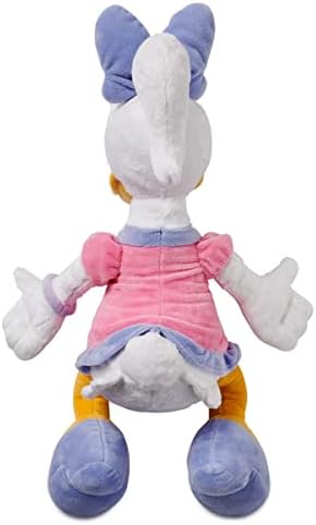 DISNEY STORE Official Daisy Duck Medium Soft Toy for Kids, Cuddly Character with Fuzzy Texture and Embroidered Details in Pink and Purple Dress, Disney Plushy Suitable for All Ages.