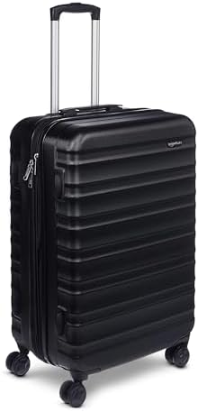 Amazon Basics 26" Hardside Medium Checked Luggage, Hardshell Suitcase With Wheels, Expandable For Up to 15% More Space, With Scratch-Resistant Surface, Four Multi-directional Wheels, Black