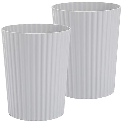 JiatuA Small Trash Can Plastic Wastebasket Round Garbage Container Bin for Bathroom, Kitchen, Bedroom, Home Office, College Dorm, Grey 2 Pack