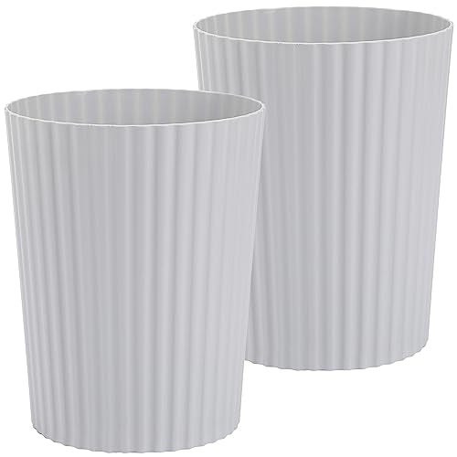 JiatuA Small Trash Can Plastic Wastebasket Round Garbage Container Bin for Bathroom, Kitchen, Bedroom, Home Office, College Dorm, Grey 2 Pack