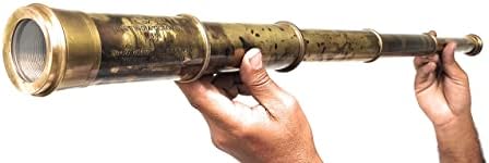 Rare Brass Telescope Spyglass - East India Company 1818 Tracker Vintage Pirate Spyglass Scope Antique 32" Large Handstitched Leather Gift Box (BT-EIC-32)