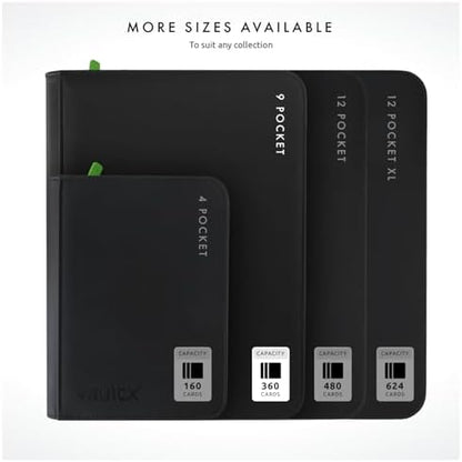 Vault X 9 Pocket Trading Card Zip Binder, 360 Cards, Premium Exo-Tec Album Material, 20 Side-Loading Pages, Folder for Collectible Games, Sports, TCG (Black)