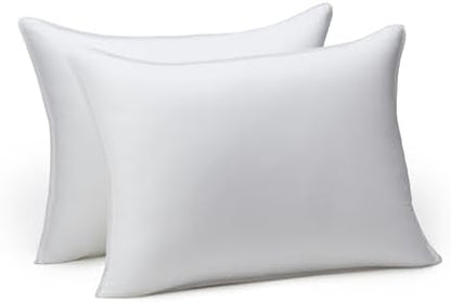 Amazon Basics Down Alternative Pillows for Stomach and Back Sleepers, Soft Density, Standard, Pack of 2, White, 26 in L x 20 in W