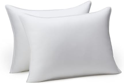 Amazon Basics Down Alternative Pillows for Stomach and Back Sleepers, Soft Density, Standard, Pack of 2, White, 26 in L x 20 in W
