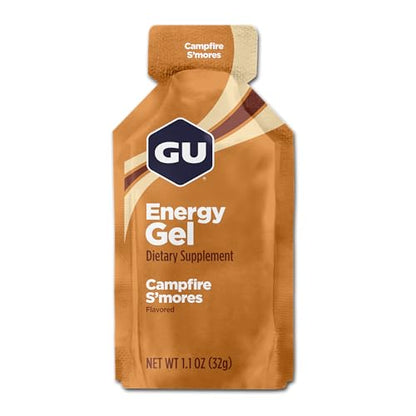 GU Energy Original Sports Nutrition Energy Gel, Vegan and Dairy-Free On-the-Go Energy for Any Workout, Campfire S'Mores, 24-Count