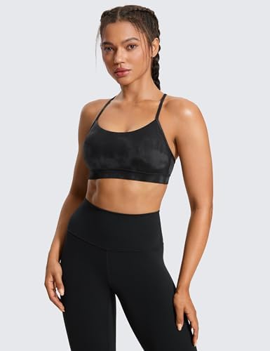 CRZ YOGA Butterluxe Womens Y Back Sports Bra - Padded Racerback Low Impact Spaghetti Thin Strap Workout Yoga Top