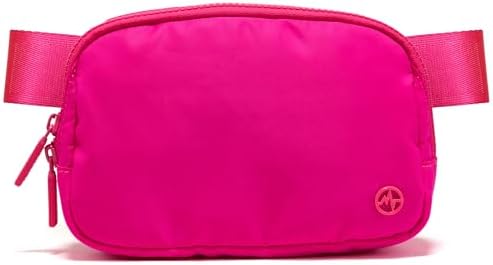 Pander Two Way Zipper Fanny Pack Nylon Everywhere Belt Bag for Women, Water Repellent Waist Packs, Crossbody Bags with Adjustable Strap (Sonic Pink).