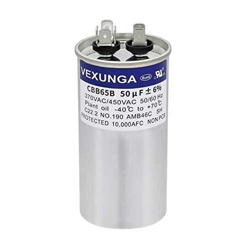 50uF 50 MFD 370VAC 440VAC 450VAC 50/60Hz CBB65 CBB65B Run Start Capacitor for AC Unit Fan Motor Start or Pool Pump or Air Condenser Straight Cool