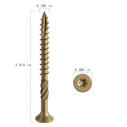 #10 * 2-1/2" Deck Screws, (1214pcs) 15 lbs.Exterior Wood Screws, Rust Resistant epoxy Coated, Bronze, T25 Star Bit