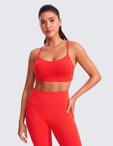 CRZ YOGA Butterluxe Womens Y Back Sports Bra - Padded Racerback Low Impact Spaghetti Thin Strap Workout Yoga Top