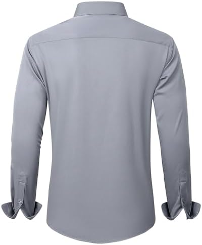 J.VER Men's Dress Shirts Solid Long Sleeve Stretch Wrinkle-Free Formal Shirt Business Casual Button Down Shirts