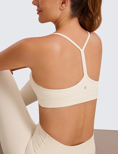 CRZ YOGA Butterluxe Womens Y Back Sports Bra - Padded Racerback Low Impact Spaghetti Thin Strap Workout Yoga Top