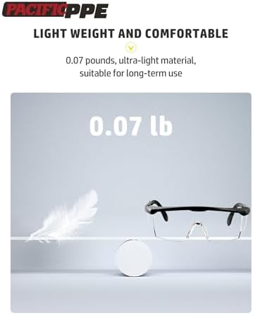 PACIFIC PPE 2 Pack Safety Glasses for Men and Women, ANSI Z87 Anti-fog Eyewear with Scratch Resistant Clear Wraparound Lenses, Adjustable Lab Goggles, UV Protection