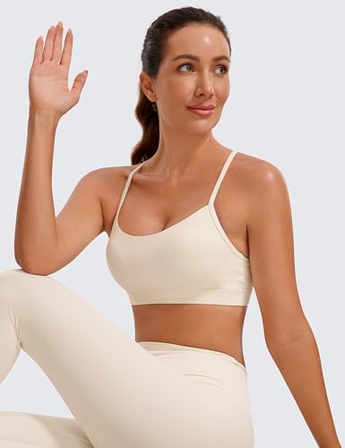 CRZ YOGA Butterluxe Womens Y Back Sports Bra - Padded Racerback Low Impact Spaghetti Thin Strap Workout Yoga Top