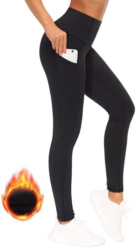 THE GYM PEOPLE Thick High Waist Yoga Pants with Pockets, Tummy Control Workout Running Yoga Leggings for Women