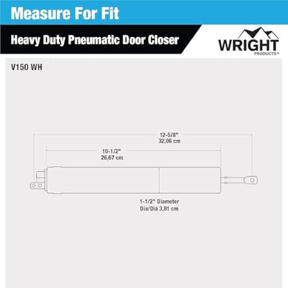 Wright Products Heavy-Duty Pneumatic Storm Door Closer – Durable, Adjustable, Quiet-Closing with Hold-Open Feature (Transitional, White)