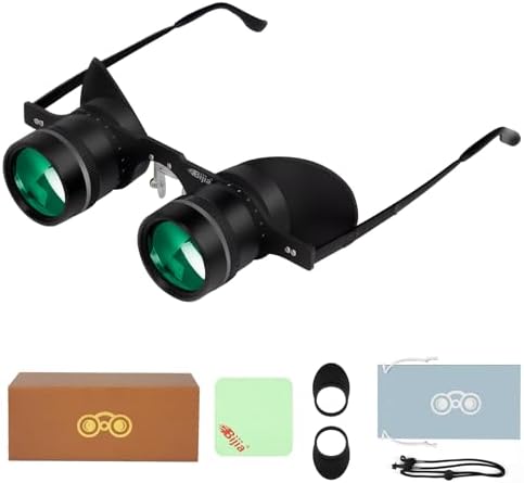 BIJIA 3X Opera Binocular Glasses,Hands-Free Lazy Glasses Binoculars Lightweight for Fishing,Bird Watching,Tv,Sports,Concerts,Theater,and Sightseeing,for Adults Men Women(Upgraded HD Green Film)