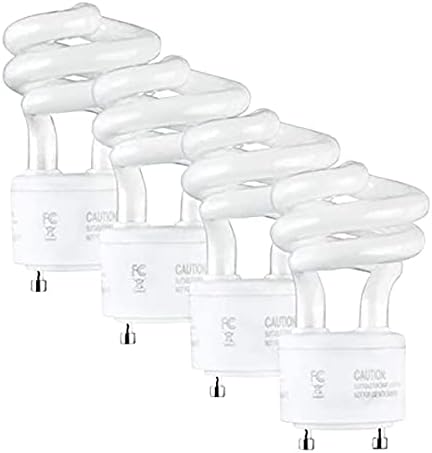 SLEEKLIGHTING 13Watt T2 Spiral CFL GU24 2 Prong Light Bulb Base 2700K 900lm -UL Approved 120v 60Hz Light Bulb- Mini Twist Lock Spiral -Self Ballasted Compact Fluorescent -Warm White Light 4pack