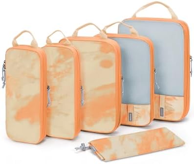 BAGSMART 6 Set Compression Packing Cubes - Lightweight Travel Essentials, Durable Luggage Organizer