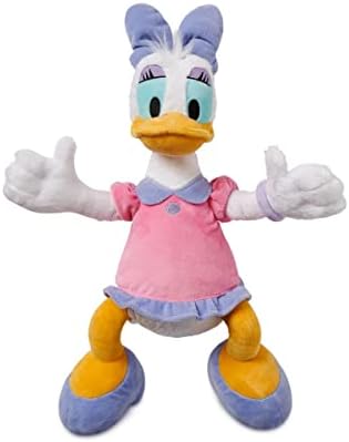DISNEY STORE Official Daisy Duck Medium Soft Toy for Kids, Cuddly Character with Fuzzy Texture and Embroidered Details in Pink and Purple Dress, Disney Plushy Suitable for All Ages.