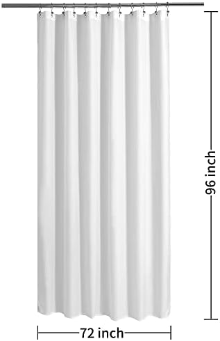 ALYVIA SPRING Extra Long Fabric Shower Curtain Liner Waterproof - 72" x 96", Soft & Lightweight X-Long Shower Curtain with Magnets, Machine Washable - 72x96, White