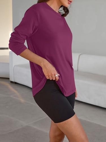 Trendy Queen Womens Oversized Long Sleeve T Shirts 2025 Basic Crewneck Tee Fall Tops Casual Workout Y2K Clothes