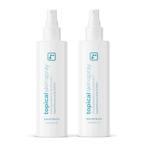 BRIOTECH Topical Skin Spray, Hypochlorous Acid Spray for Sensitive Skin, HOCl Facial Mist, Full Body Support Against Irritation, Calm Redness, Soothe Foot & Scalp, 8 oz (2 Pack)