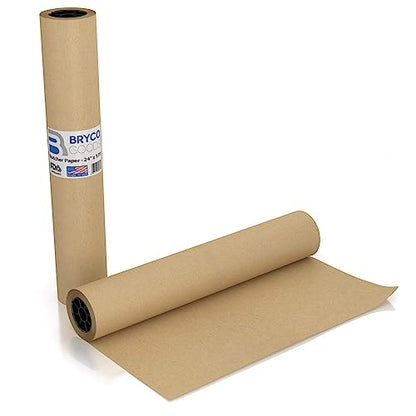 Bryco Goods 24 Inch x 175 Feet, Brown Butcher Paper Roll, Unbleached, Uncoated, Unwaxed, Food-Grade, Wide Kraft Paper for BBQ, Smoking, Grilling, Wrapping Meat, Table Covering - USA Made