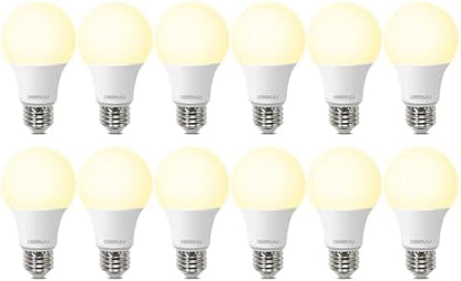 LED Light Bulbs, 60 Watt Equivalent LED Bulbs A19, 2700K Soft White, 800 Lumens, E26 Standard Base, Non-Dimmable, 8W Warm White LED Bulbs for Bedroom Living Room, 12 Pack