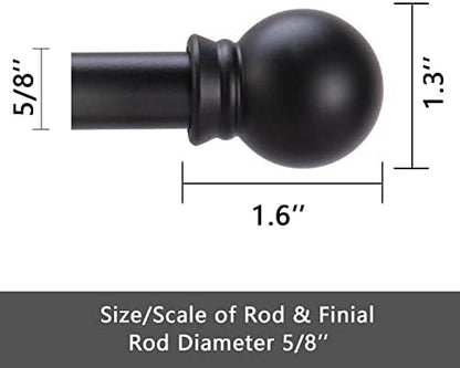 Curtain Rods for windows 28-78 inch, 5/8 inch Decorative Matte Black Splicing Heavy Duty Metal Curtain Rod set with Brackets