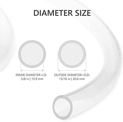 Eastrans 50ft x 5/8" ID Clear Vinyl Tubing, Flexible Hybrid PVC Tubing Hose, Lightweight Plastic Tube UV Chemical Resistant Vinyl Hose, BPA Free and Non Toxic