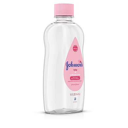 Johnson's Baby Oil, Pure Mineral Oil to help Prevent Moisture Loss for baby, Kids & Adults, Gentle & Soothing Baby Massage Oil for Dry Skin Relief, Original Scent, 14 fl. oz(Pack of 6)