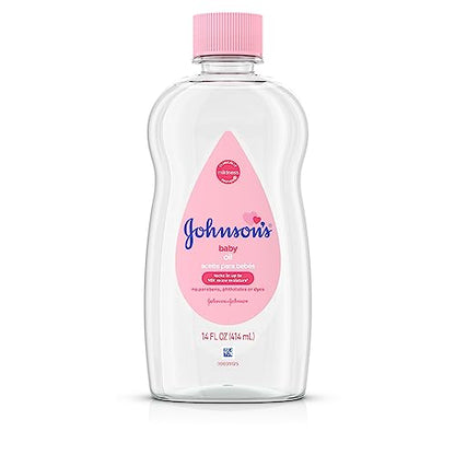 Johnson's Baby Oil, Pure Mineral Oil to help Prevent Moisture Loss for baby, Kids & Adults, Gentle & Soothing Baby Massage Oil for Dry Skin Relief, Original Scent, 14 fl. oz(Pack of 6)